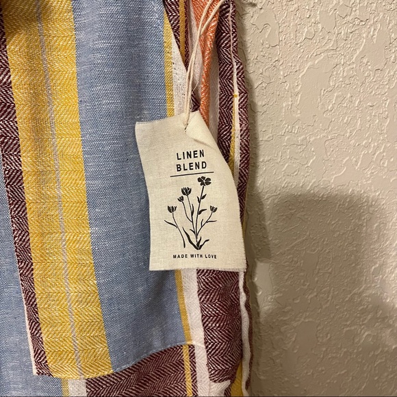 Indigo Rein women’s linen blend stripe mini skirt with pockets, L, multi colored - Picture 4 of 7